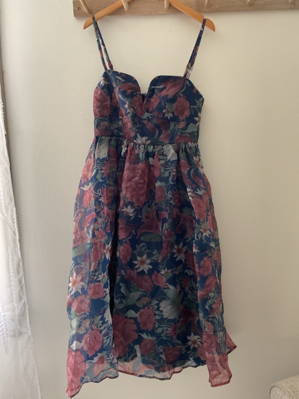 Lulu's NWT Navy Floral Midi Dress-large - Picture 5 of 14